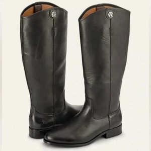 FRYE Melissa Button Black Leather Equestrian Boots Women’s Size 8B